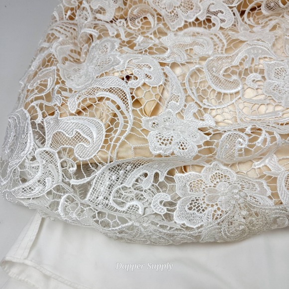 Mac Duggal Ivory/Nude Mermaid Beaded Dress Sz 6 White Floral W/ Train - Picture 16 of 16